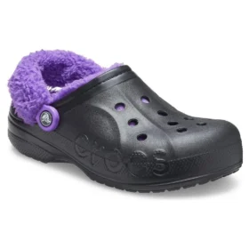 Baya Lined Clog s chlupatým páskem „Černá Fialová“