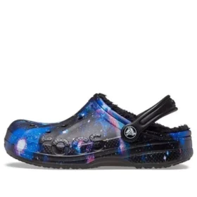 Baya Lined Clog s chlupatým páskem Galaxy „Black Multi“