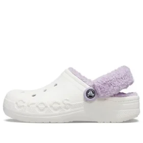 Classic Baya Lined Fuzz-Strap Clog „White Lila“