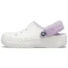 Classic Baya Lined Fuzz-Strap Clog „White Lila“