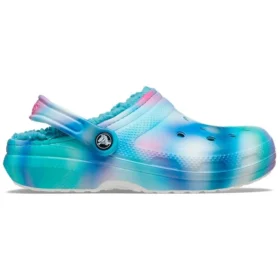 Classic Lined Clog „White Blue Aqua“