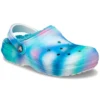Classic Lined Clog „White Blue Aqua“