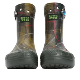 Crocs x Barbour klasické kozačky a kotníkové boty „Olive Plaid“
