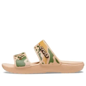 Klasické Crocs s potiskem krokodýlí kůže v kamuflážovém vzoru „Tan Green“
