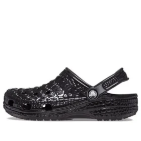Klasické metalické nazouváky z krokodýlí kůže „Black“