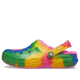 Klasické nazouváky s Tie-Dye vzorem a Fuzz-Lined podšívkou „Multi-Color“
