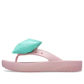 Klasické platformové žabky s mašlí „Pink Teal“
