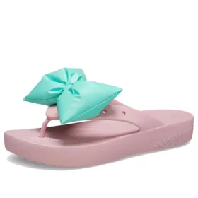 Klasické platformové žabky s mašlí „Pink Teal“