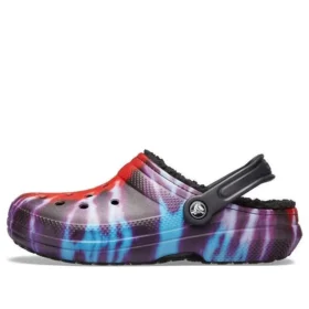 Klasické sportovní bačkory Crocs Tie-Dye Stay Warm Cozy, unisex, fialové a červené
