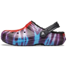 Klasické sportovní bačkory Crocs Tie-Dye Stay Warm Cozy, unisex, fialové a červené