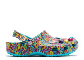 Lisa Frank x Classic Clog Kids „Digital Aqua Multi Hearts“