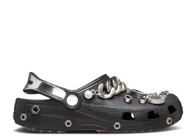 Louane x Classic Clog „Black Metallic Silver Chain“