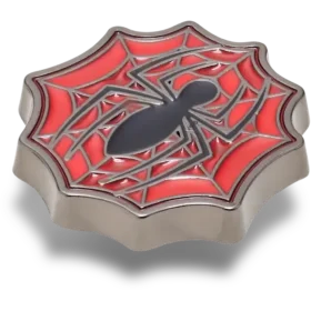 Ozdoba na boty Jibbitz s logem Spider-Mana a pavučinou