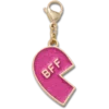 Růžový třpytivý přívěsek „BFF“ – levý ozdoba na boty Jibbitz