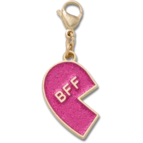 Růžový třpytivý přívěsek „BFF“ – levý ozdoba na boty Jibbitz