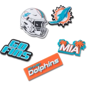 Sada 5 ozdob na boty Jibbitz s motivem NFL Miami Dolphins