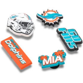 Sada 5 ozdob na boty Jibbitz s motivem NFL Miami Dolphins