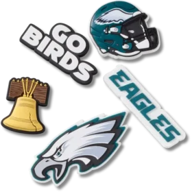 Sada 5 ozdob na boty Jibbitz s motivem týmu NFL Philadelphia Eagles