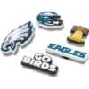 Sada 5 ozdob na boty Jibbitz s motivem týmu NFL Philadelphia Eagles