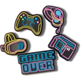Sada 5 svítících ozdob Jibbitz™ Neon Gamer