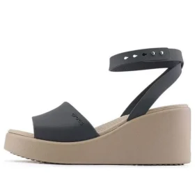 Sandály Brooklyn s páskem kolem kotníku a klínovým podpatkem „Black Beige“
