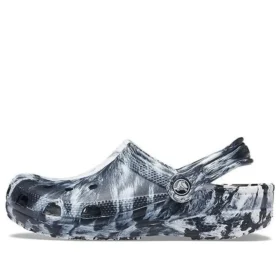 Unisexové černé a bílé Sandály Beach Marbled „Black White“