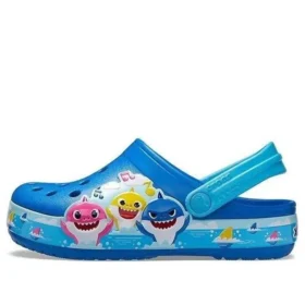 Vtipné sandály Crocs s malým žralokem, boty bez podpatku, pro volný čas a pláž, modré